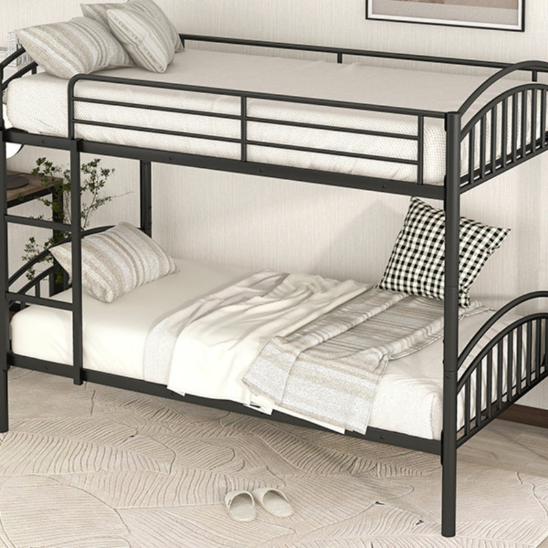 Twin Over Twin Metal Bunk Bed, Black