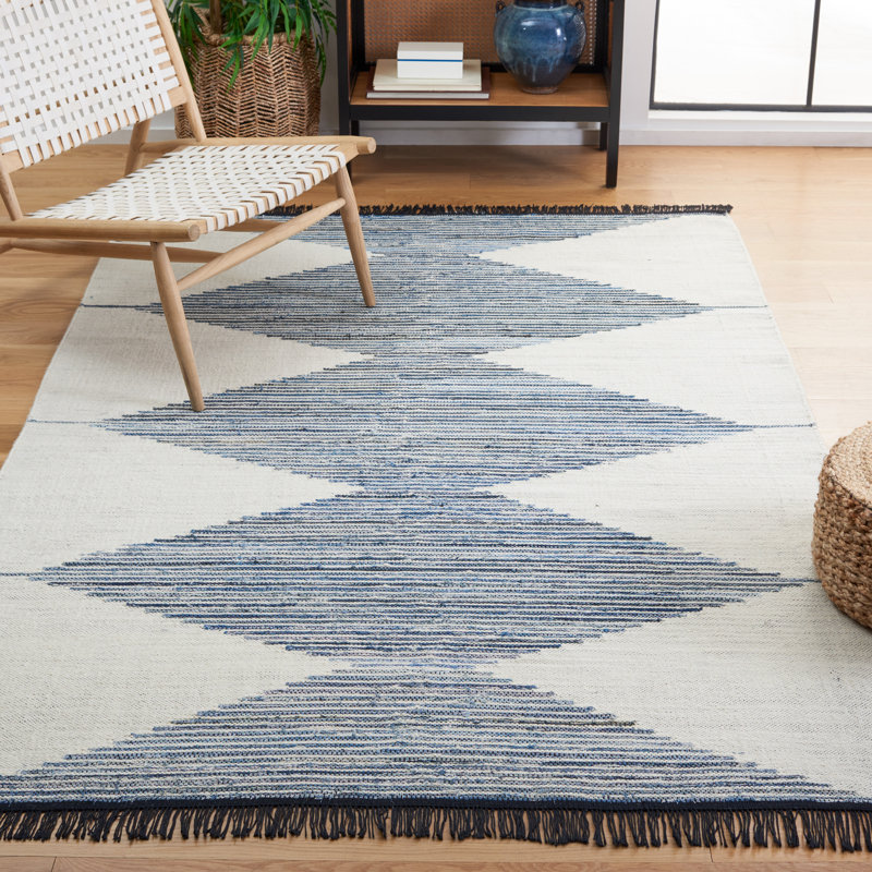 Tapis géométrique en laine / jute à tissage plat Borgey, Rectangle 5 pi x 8 pi