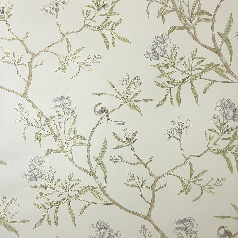 Rouleau de fleurs rétro Oleander, Mauve, L 393,7 po x l 20,87 po