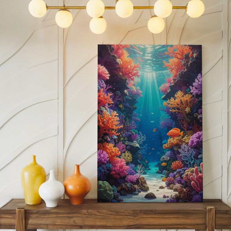 Art mural sur toile forêt sous-marine, H 14 po x l 11 po
