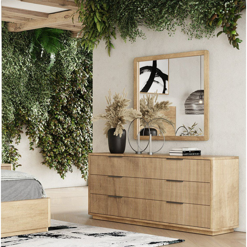 Commode double 6 tiroirs Akira, Chêne blanc
