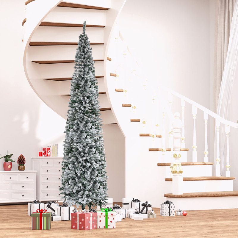 Arbre de Noël artificiel mince enneigé 9 pi