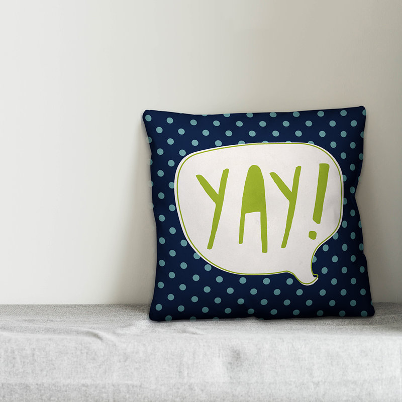 Yay! Yay! Throw Pillow, Blue