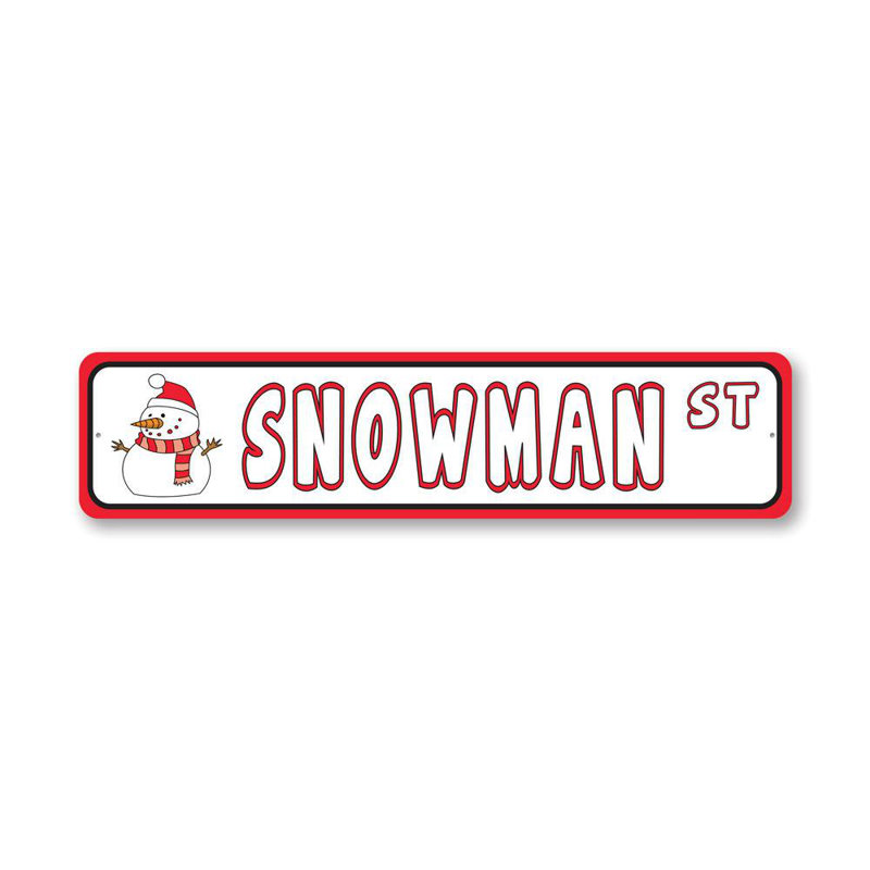 Plaque en aluminium Snowman Street, H 4 po x l 18 po x P 0,04 po