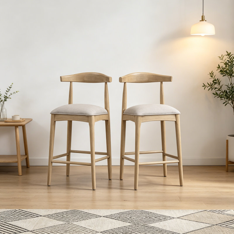Ensemble de 2 tabourets de comptoir revêtus de tissu Pebble, tabourets de bar à hauteur de comptoir sans accoudoirs modernes pour îlot de cuisine, salle à manger et bar personnel