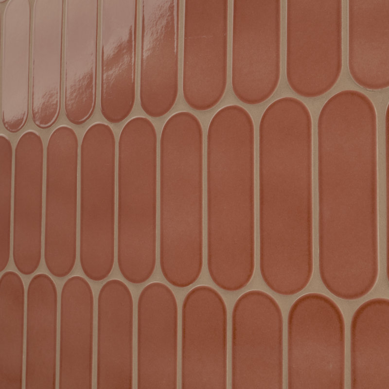 Desert Ember Ellipse 12 in. x 12 in. Glossy Glass Mosaic Wall Tile