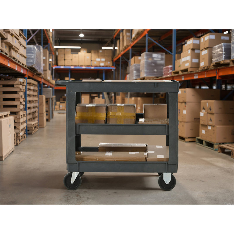 Chariot utilitaire roulant robuste à 3 niveaux avec roues, capacité de 600 lb