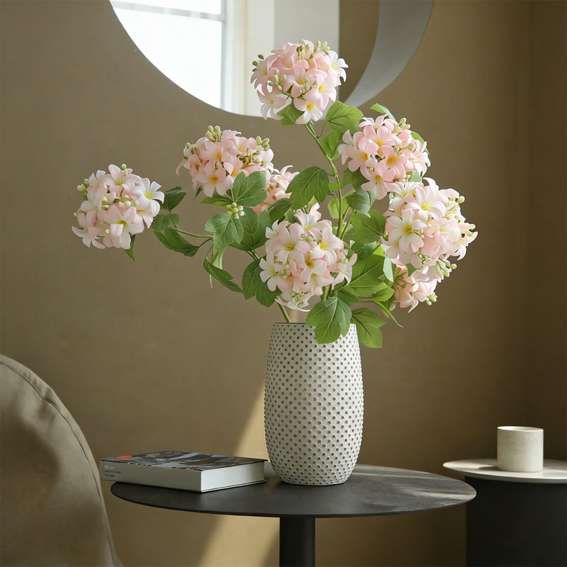 3PCS Artificial Hydrangea Flowers 30 Inch Long With 5 Inch Full Realistic Bloom Lifelike Silk Faux Hydrangea Stems, Pink