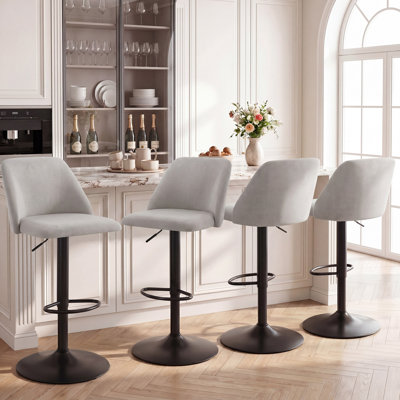  Tabourets de bar rembourrés réglables modernes avec dossier et repose-pieds pour îlot de cuisine et salle à manger