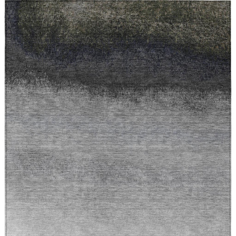 Tapis intérieur / extérieur ombré argenté et noir 5 pi x 8 pi