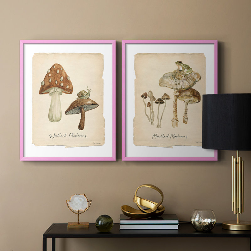Champignons des bois - Impression encadrée de qualité supérieure - Prêt à être accroché - aucun clou requis - aucun clou requis
