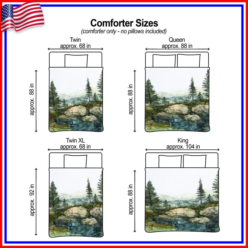 Mountain Forest Landscape Comforter, Twin Extra Long
