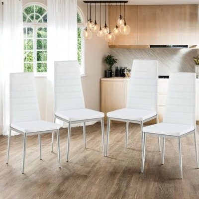 Ensemble de chaises de salle à manger en cuir synthétique 4 pièces