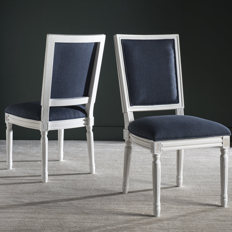 Moneta 19.8'' H Linen Upholstered Side Chair, Navy