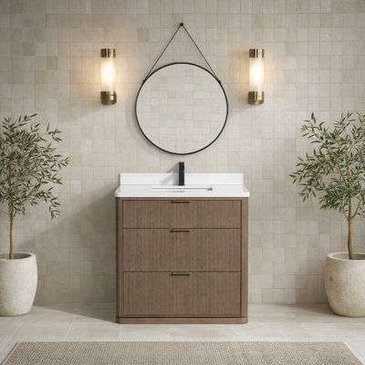 Meuble-lavabo simple 36 po avec plateau en quartz Aria