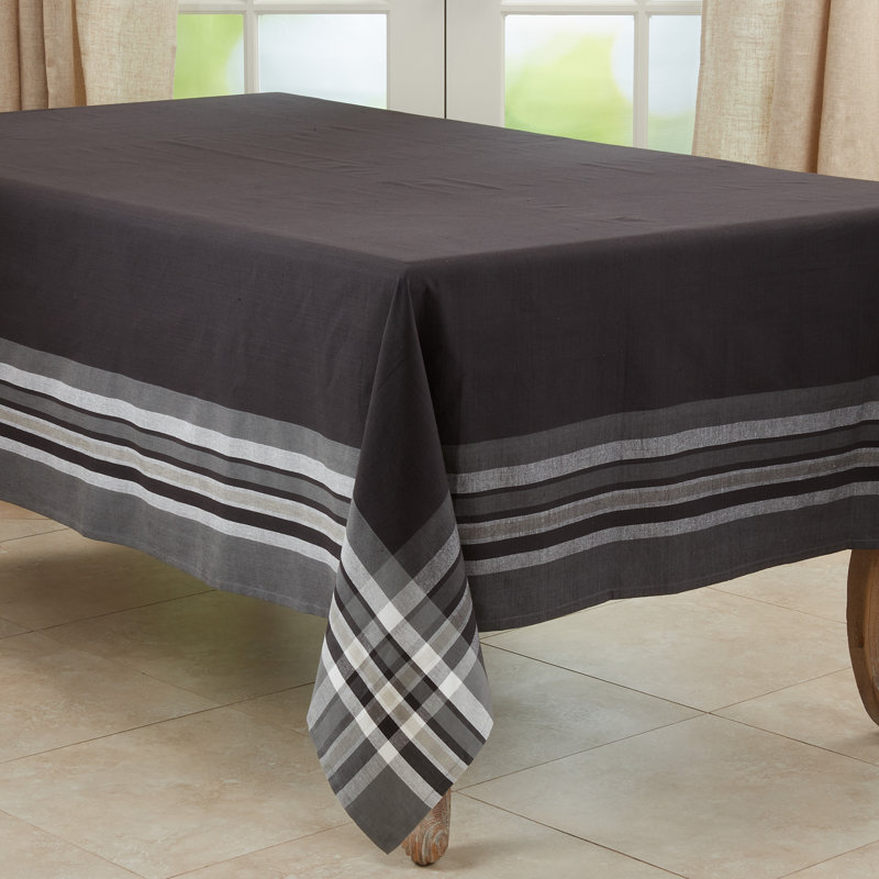 Square 100% Cotton Striped Tablecloth, 120" L x 70" D