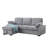 Ken 91In Sleeper Sectional Sofa W Storage Chaise,  USB, Light Gray Chenille-121897286