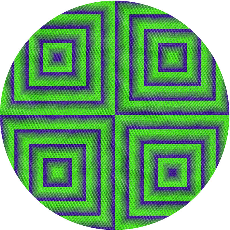 Tapis vert/noir tissé à la machine, Rond 8 pi