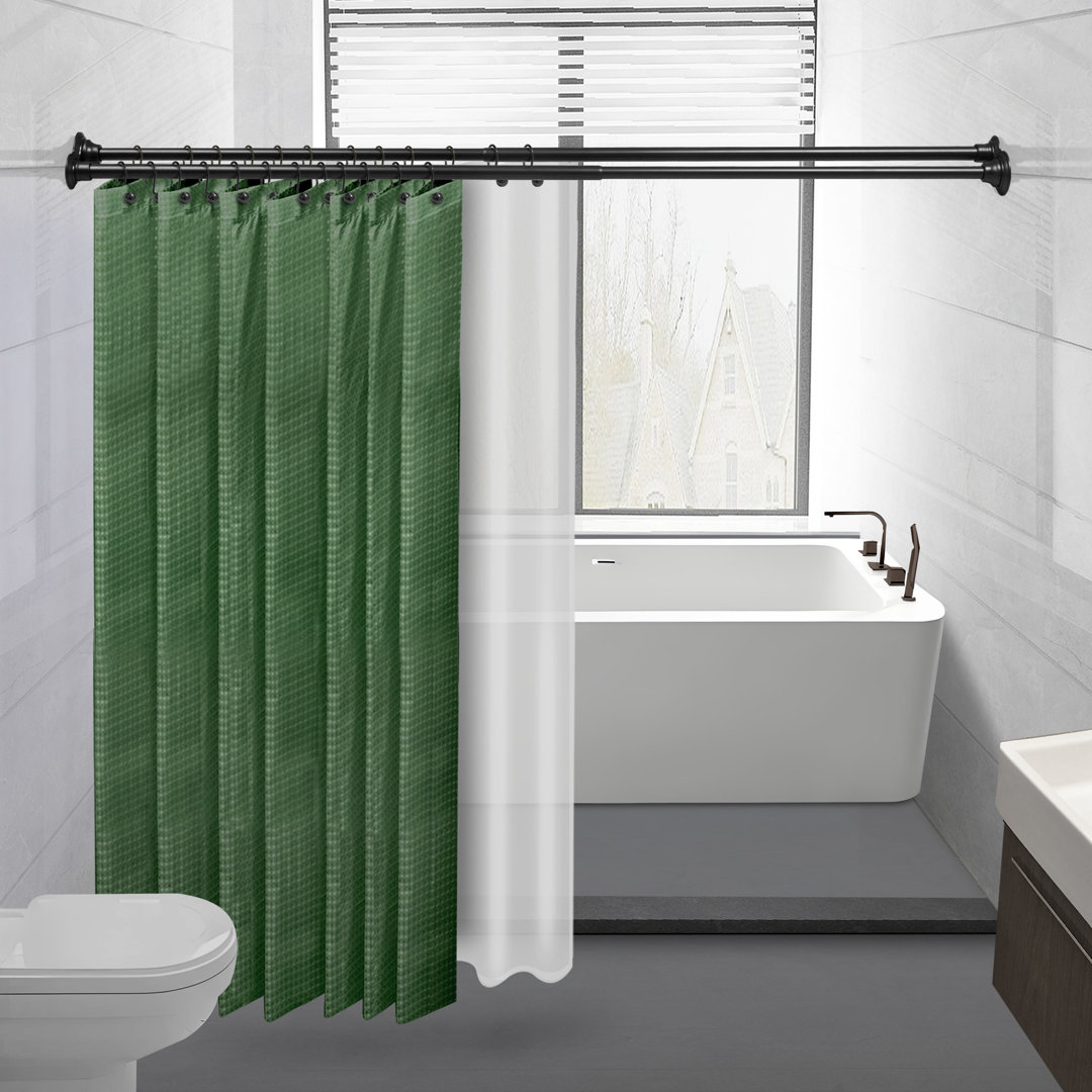 Utopia Alley Adjustable 72-Inch Double Shower Curtain Tension Rods - Rust-Proof Aluminum with Rubber End Cap, Easy Installation - Extendable, Ideal for Bathroom, Retractable, Wall-to-Wall - No Drilling, Includes Shower Liner and Shower Hooks Utopia Alley