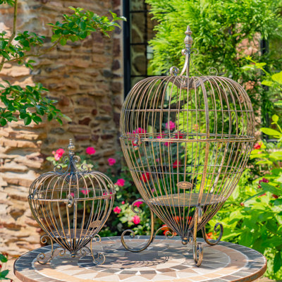 Metal Wire Heart-Shaped Cage Plant Stands "Ariyanna" (Set of 2)