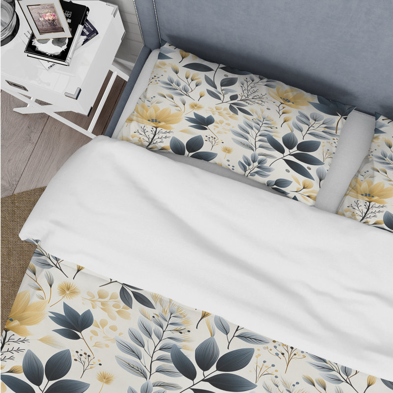 Literie V botanique monochrome, Housse de couette pour très grand lit et 2 très