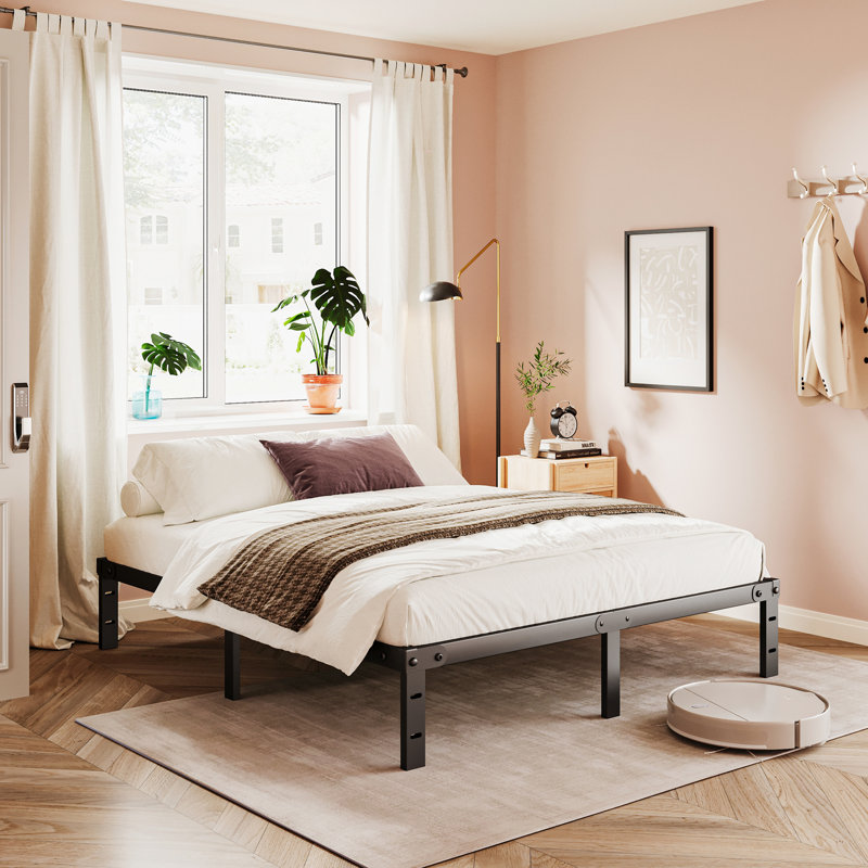 10" Steel Bed Frame Heavy-Duty Noise-Free No Boxspring Needed with Rubber Corner Guards, Queen
