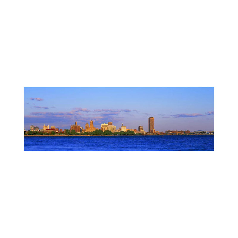 Buildings At The Waterfront, Buffalo, Niagara River, Erie County, New York State, USA #2 - Wrapped Canvas Panoramic Print