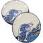 Ensemble de 4 assiettes rondes Hokusai The Great Wave Of Kanagawa Mount Fuji