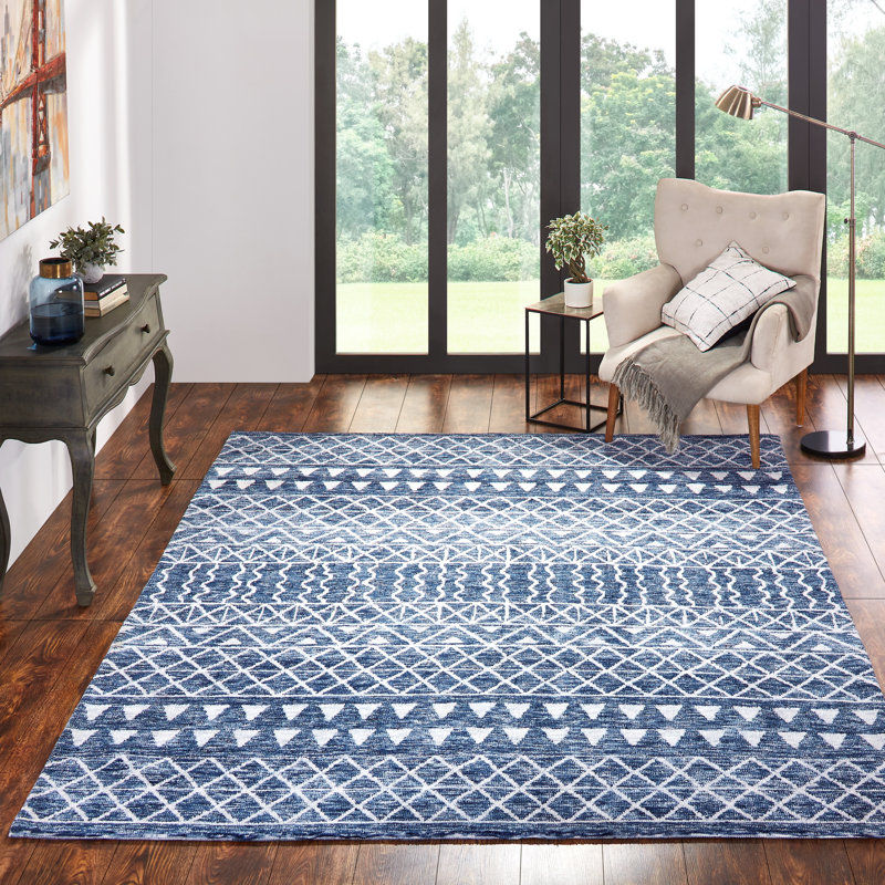 Blue Area Rug, Rectangle 5'6" x 8'6", Denim