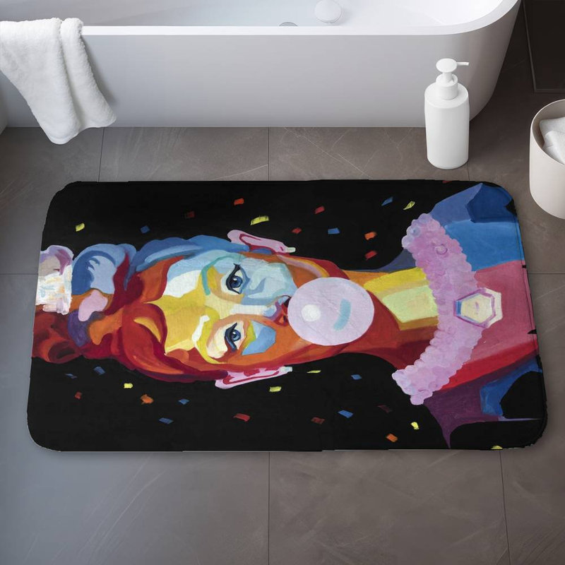 Colorful audrey hepburn portrait with bubblegum Bath Mat with Non-Slip Backing - Quick Dry Memory Foam Bathroom Rug - Absorbent - Modern Plush Spa-Style - Machine Washable