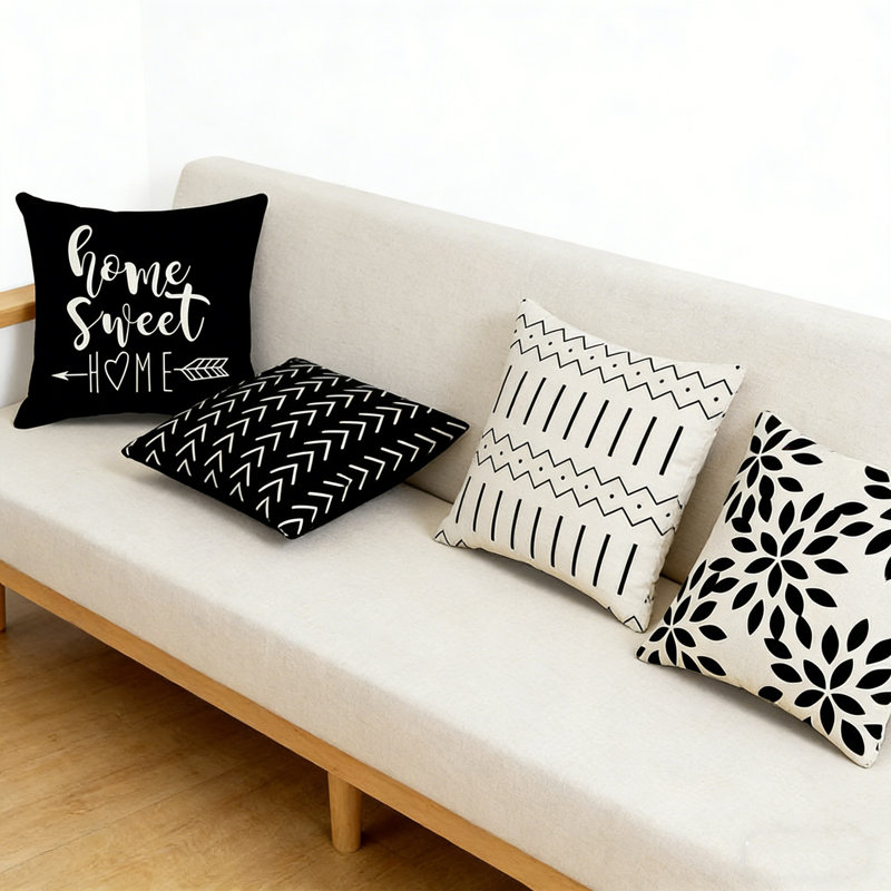 Pillow Covers Set of 4, Modern Sofa Throw Pillow Cover, Decorative Outdoor Linen Fabric Pillow Case for Couch Bed Car，Monogram Decorative Pillow Case, Home Decor