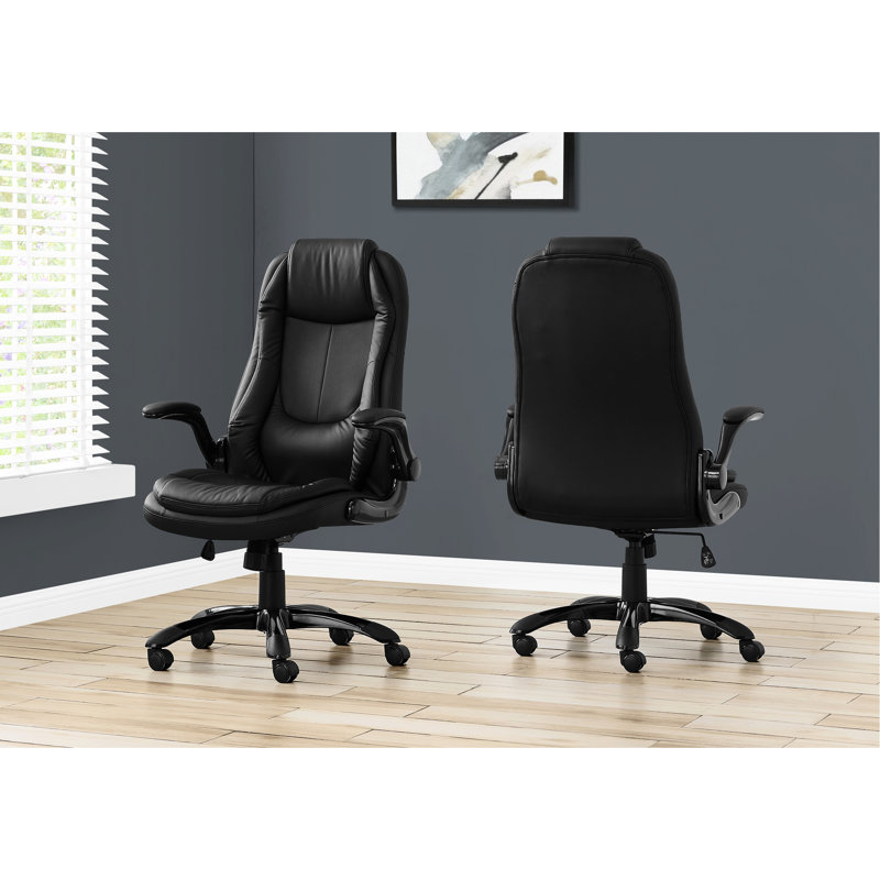 Chaise de bureau en similicuir noir pour travailler, hauteur et pivot réglable, bureau d'ordinateur ergonomique