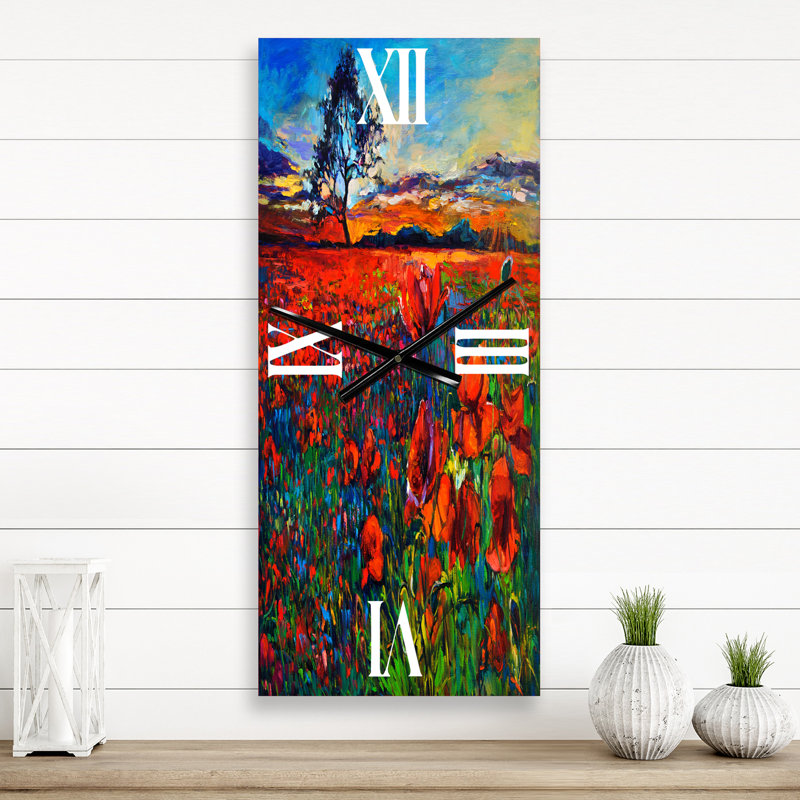 Horloge murale traditionnelle «Blossoming Poppy Fields», Grand