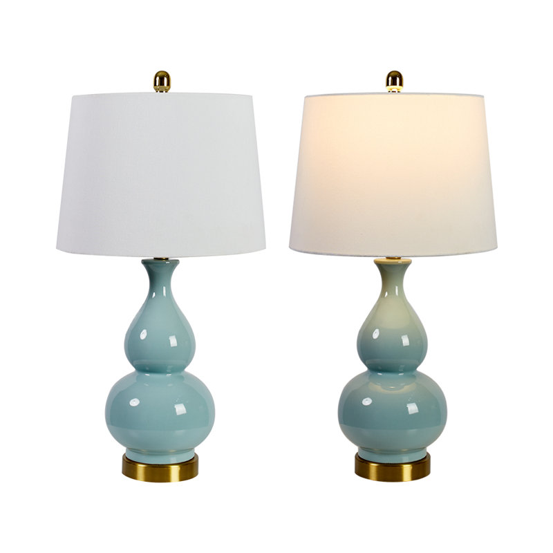 Conyers 26.5" Table Lamp Set with USB, Pale Blue/Greenish Seafoam