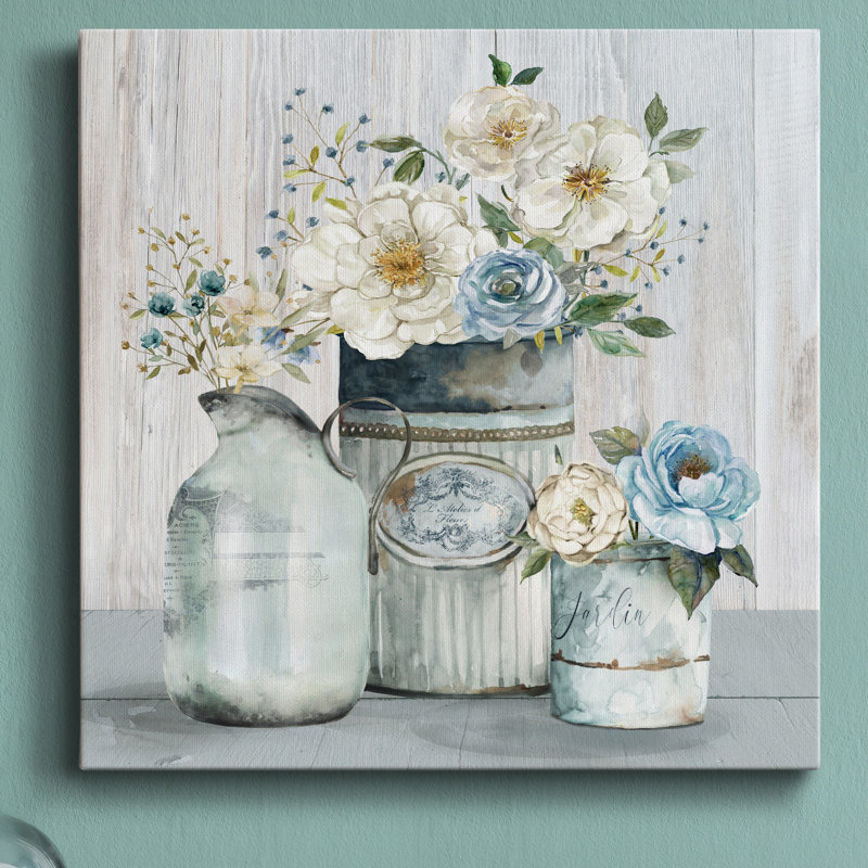 Fleurs de jardin françaises II - impression sur toile tendue, H 32 po x l 32 po x P 1 po