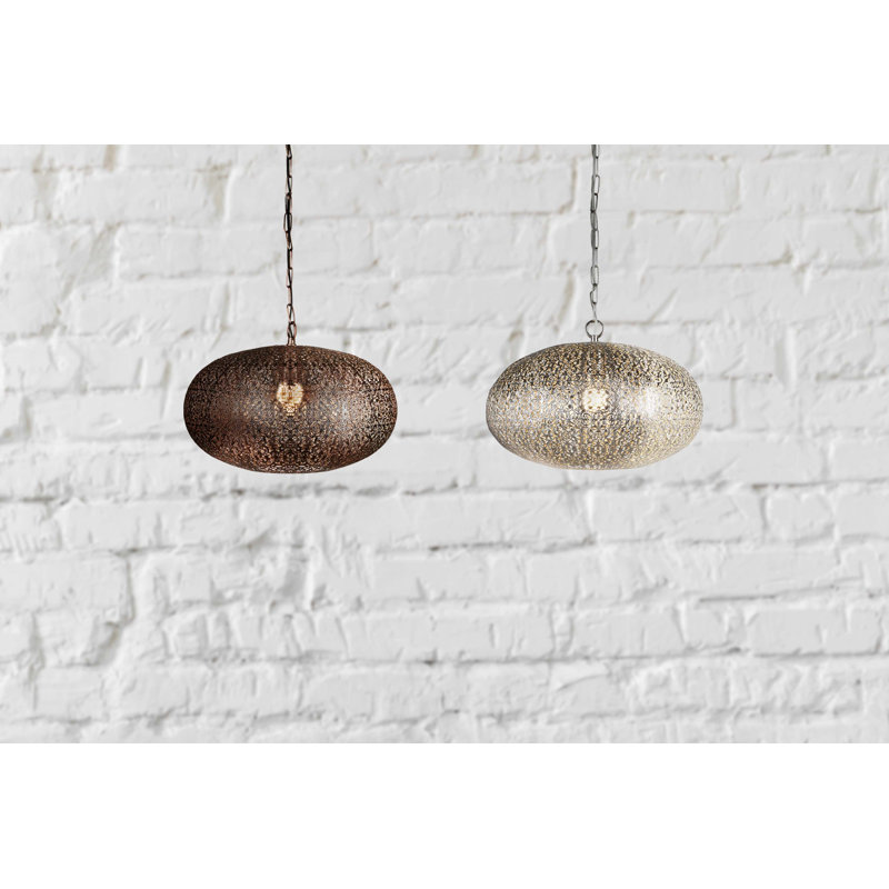 Luminaire suspendu géométrique 1 lumière Daphne, Nickel brillant / chrome