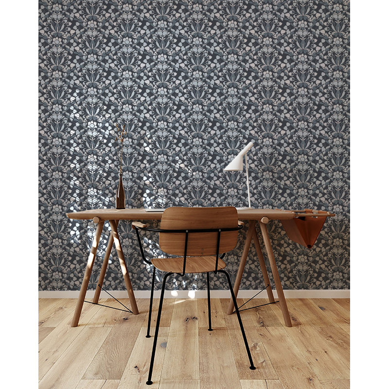 Nomad Snapdragon 10' L x 24" W Wallpaper Tile, Blue/Gray, Paper, Non-pasted