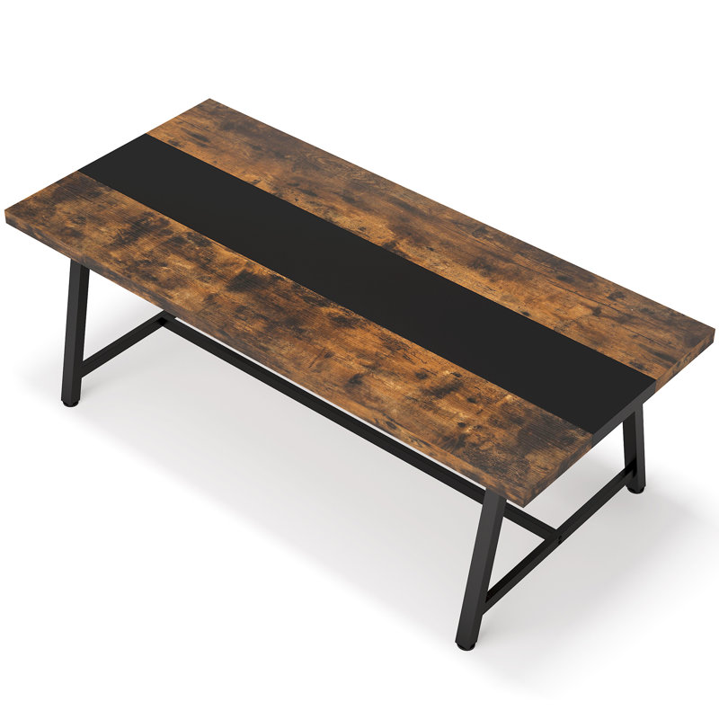 Metal Base Dining Table, Brown/Black