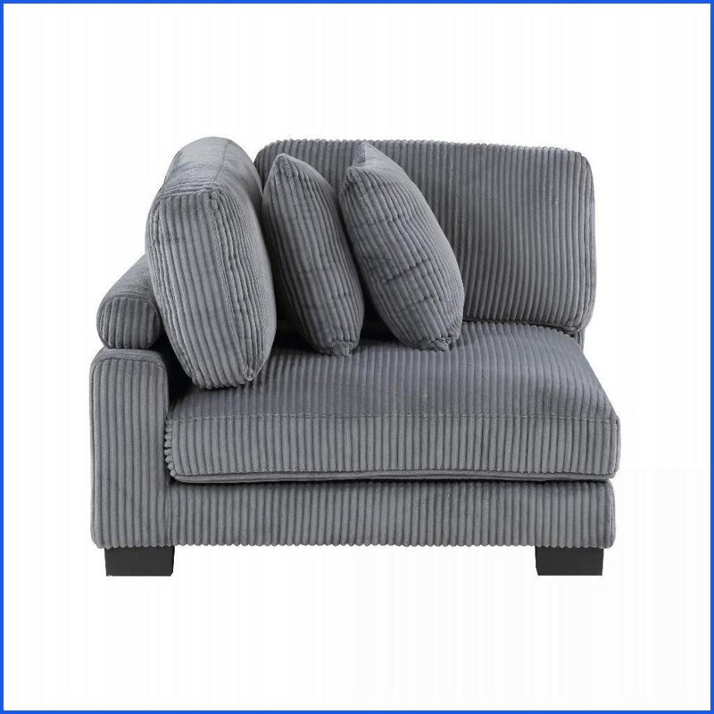 Modern Modular Corner Seat Gray Corduroy Sofa – Adjustable Back/Arms, Reversible Cushions &amp; Pillows | Gray | Plywood | Cushion Back