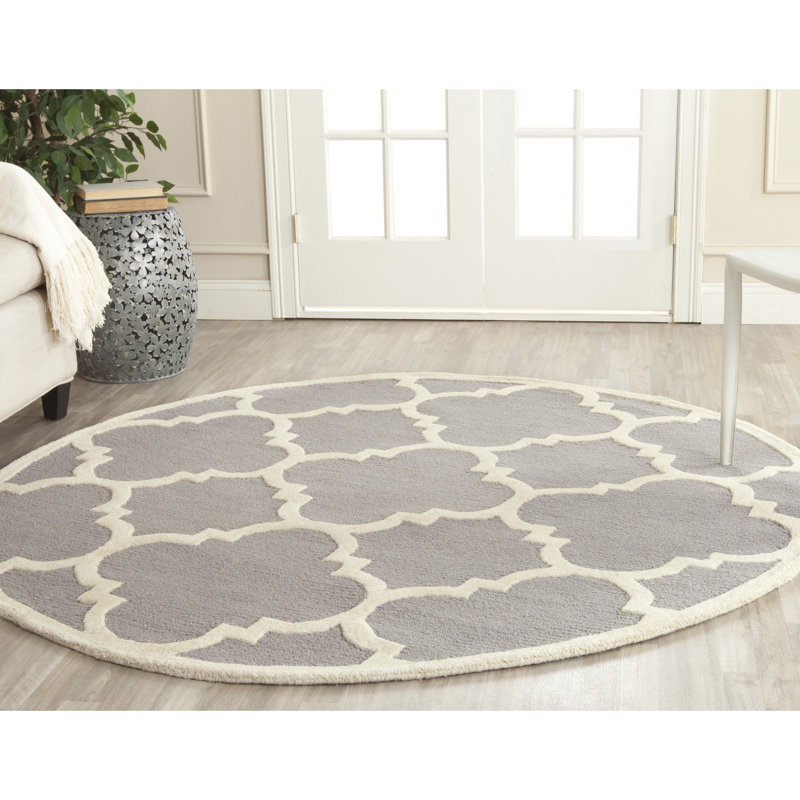 Cannen Hand Tufted Wool Geometric Rug, Round 6'