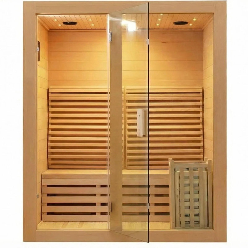 ZONEMEL Wooden Steam Sauna Room, 2-3 Person Canadian Hemlock Luxurious Indoor Sauna with 4.5 KW Harvia Stove Heater, WiFi Control, Sauna Stone, Wooden Bucket, Scoop, Reading Light, Hourglass, 220V