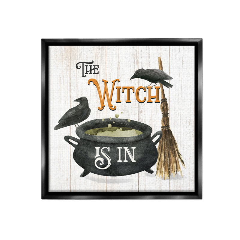 «Witch Cauldron And Crows» par Deane Beesley sur toile, Cadre flottant noir de jais, H 25 po x l 25 po