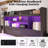 Farmhouse Bed Frame with Bookcase Headboard, 2 Detachable Racks, 4 Drawers & RGB LED-100758304-100758305