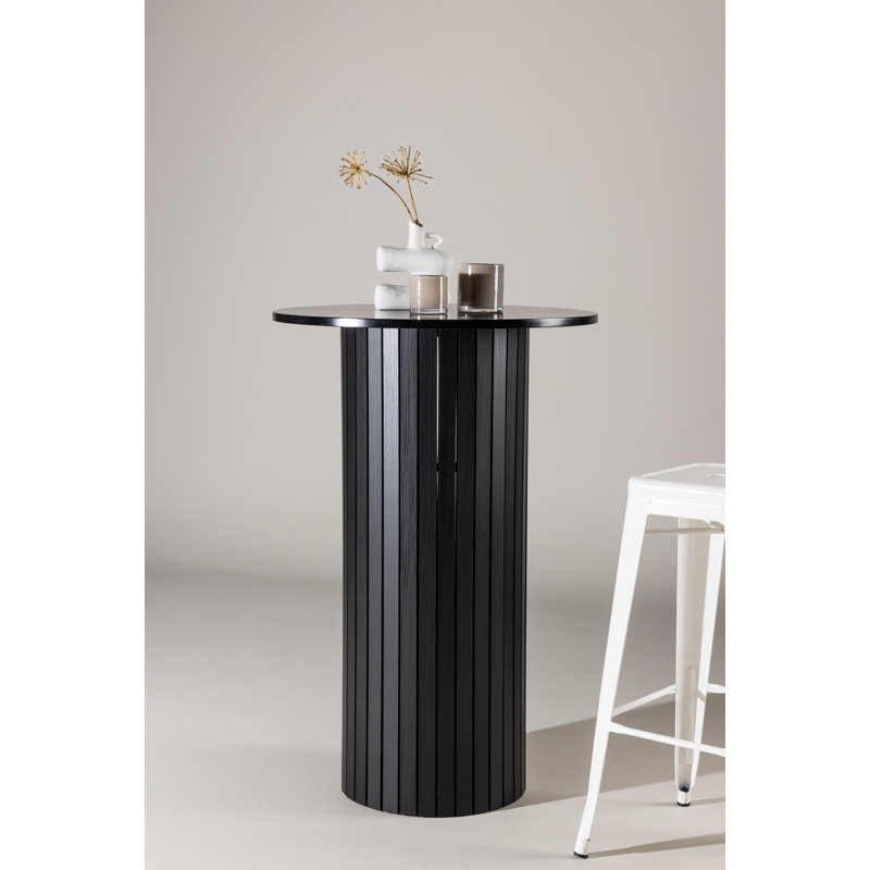 Damarien Round Metal Base Dining Table, Black