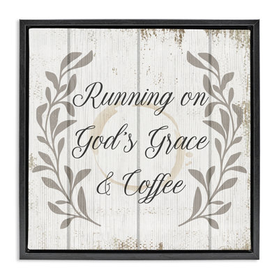"God Grace & Coffee", art mural encadré flottant par Daphne Polselli