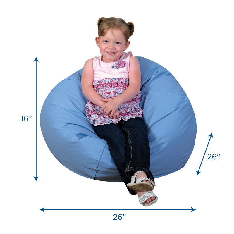 26" Cozy Woodland Round Bean Bag, Sky Blue Faux Leather