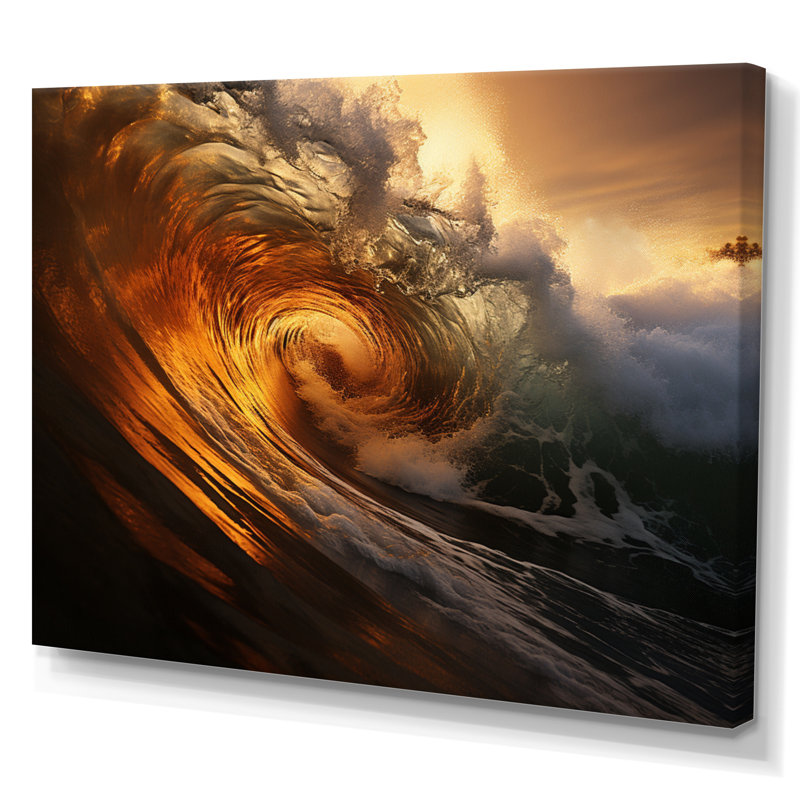 Vague photo surfeurs paradis II, 12" H x 20" W, Toile tendue