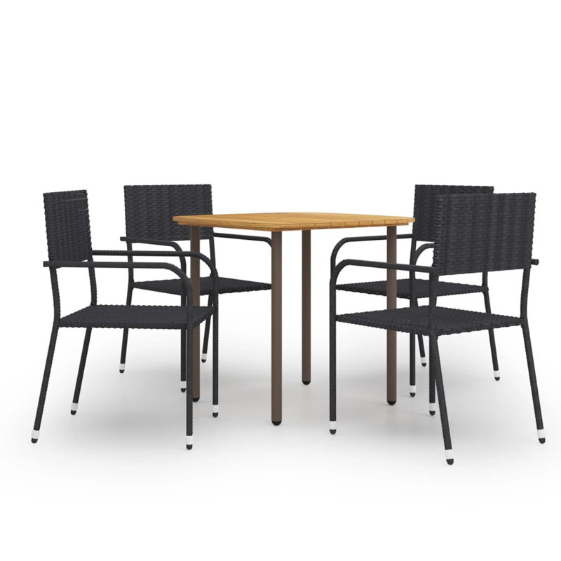 Rectangular 4 - Person Dining Set, 28.3" H x  35.4" W x  78" L, Black