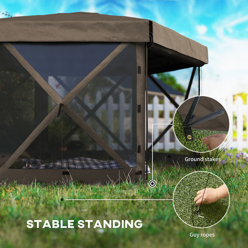 Pop Up 26 Ft. W x 26 Ft. D Fibreglass Soft-top Canopy, Brown