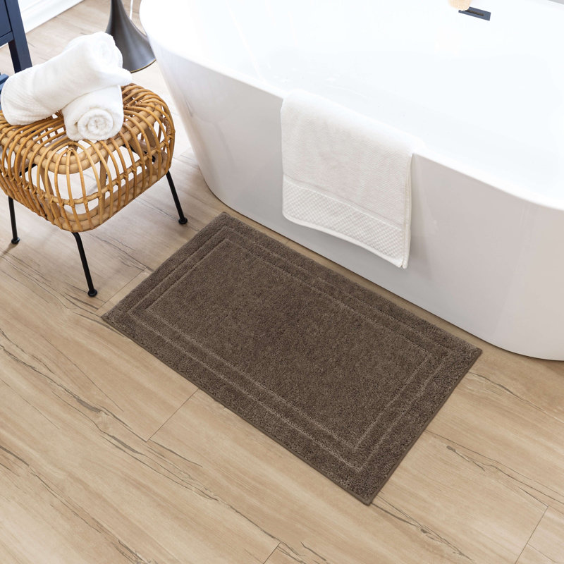 Diplomat Solid Polyester Machine Washable Knitted Bath Mat, Walnut, 20" W x 34" L